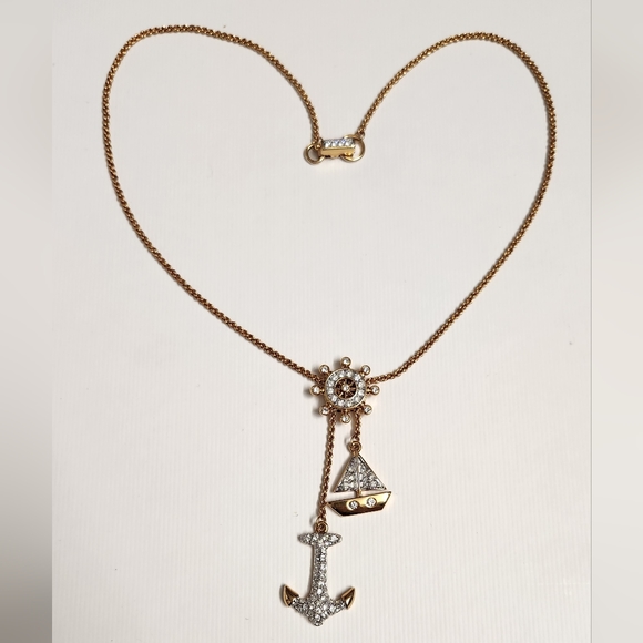 Swarovski Anchor Sailboat and Ship Wheel Necklace - Picture 2 of 15